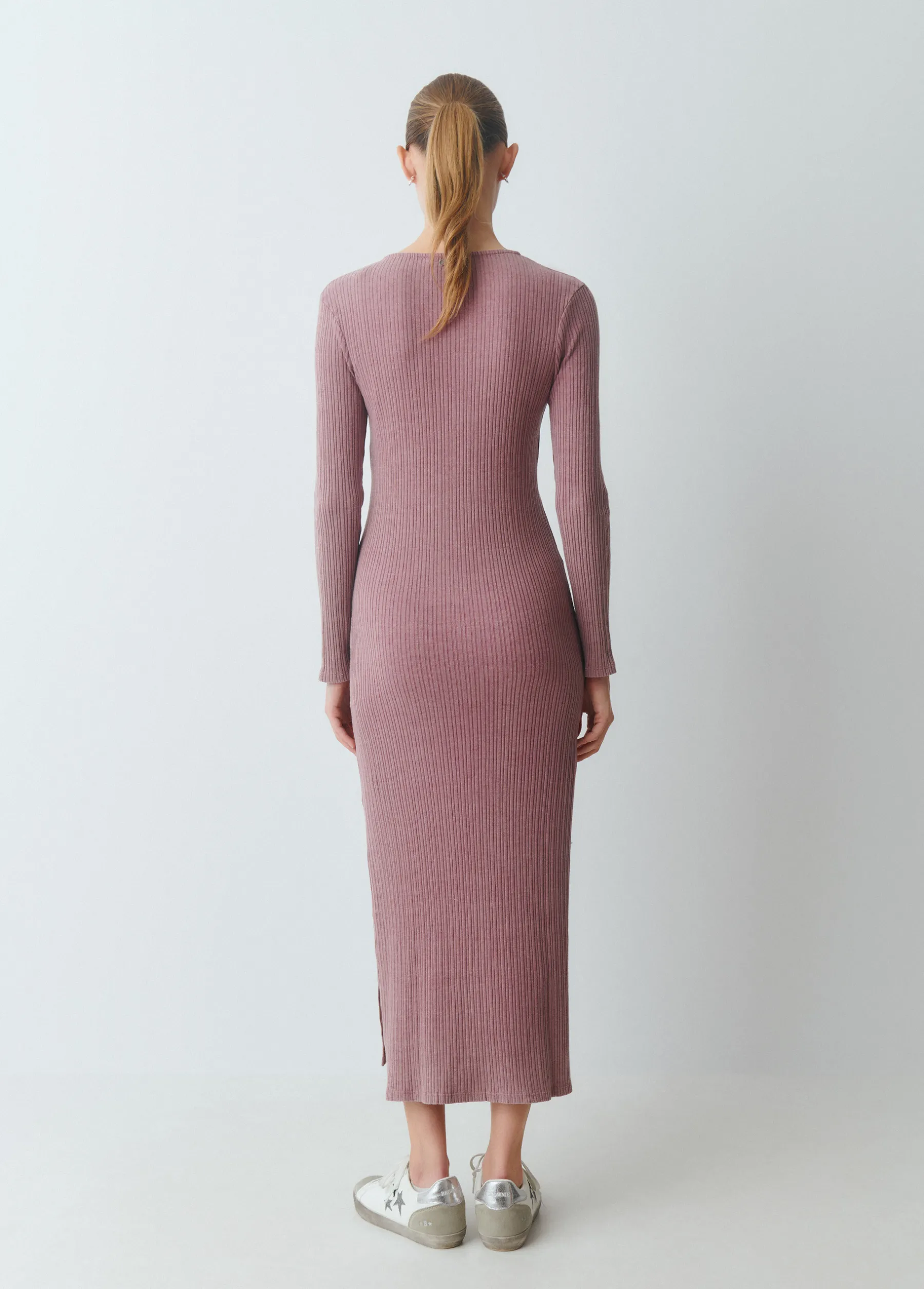 Vestidos Y Monos*Brownie Vestido midi canalé Rosado