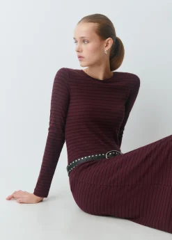 Vestidos Y Monos*Brownie Vestido midi rib raya tejida Berenjena