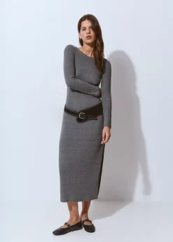 Vestidos Y Monos*Brownie Vestido rib midi Grisoscuro