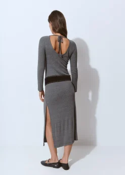 Vestidos Y Monos*Brownie Vestido rib midi Grisoscuro