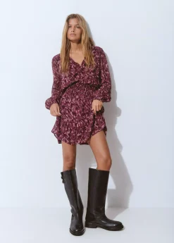 Vestidos Y Monos|Total Look*Brownie Vestido smock cintura estampado brillo Berenjena