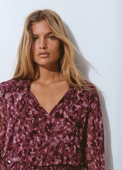 Vestidos Y Monos|Total Look*Brownie Vestido smock cintura estampado brillo Berenjena