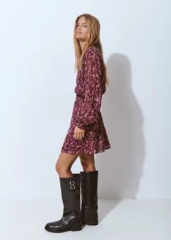 Vestidos Y Monos|Total Look*Brownie Vestido smock cintura estampado brillo Berenjena